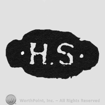 White initials HS inside black shape