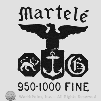 Writing Martele  up 950-1000 Fine down black eagle above white anchor on black shield white lion and monogram GC left and right inside black octagones