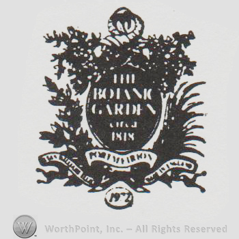 oval ornamented logo with "portmeirion" written on a ribbon below and other writings in the center of the design
