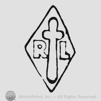 Hollow letters RL left and right of cross all inside a diamond