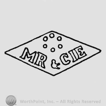 Six dots up hollow writing Mr Cie down all inside a diamond