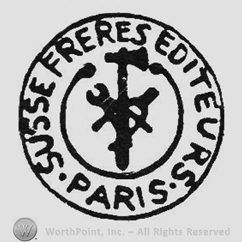 Capital curved writing in circle shape Susse Freres Editeurs Paris around tools