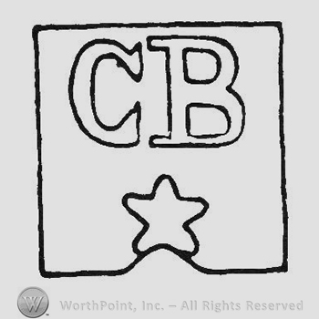 Hollow initials CB up star under all inside a square