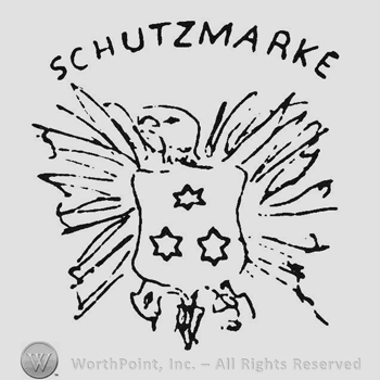 Capital writing Schultzmarke above eagle with shield over with three stars