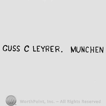 Bold capital writing Guss C Leyrer Munchen