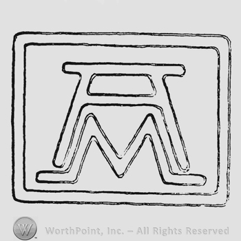 Monogram of letters AM inside double square