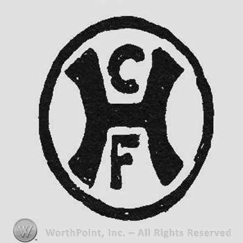 Capital bold H CF above and under all inside a circle