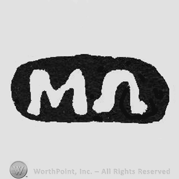 Black label initials M ? in white