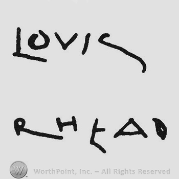 Signature in capital letters Louis up Rhead under