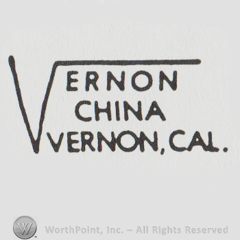 the text VERNON CHINA VERNON CAL. In uppercase letters