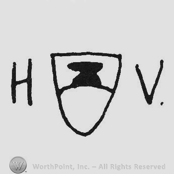 Initials HV left and right of a shield