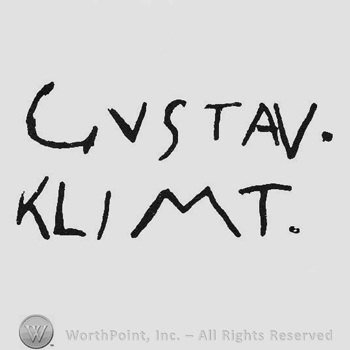 Signature in capital stylish letters Gustav up Klimt under