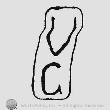Initials VC on a label from top to bottom