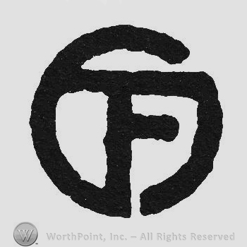 Monogram of letters HF inside a circle