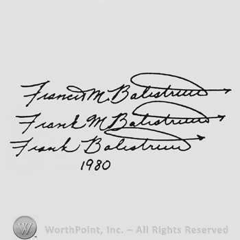 Handwriting signatures from top to bottom Frank Balestrieri three times and 1980 under