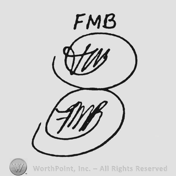 Handwriting initials FMB up signature FMB under two times