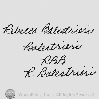 Handwriting from top to bottom Rebecca Balestrieri Balestrieri RBB R. Baestrieri
