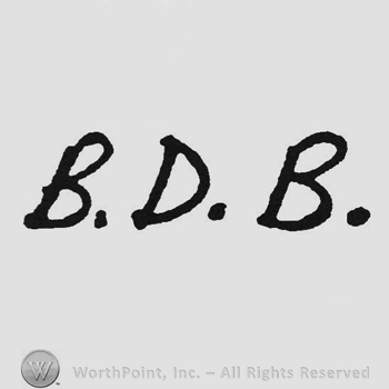 Handwriting initials SDB dots between