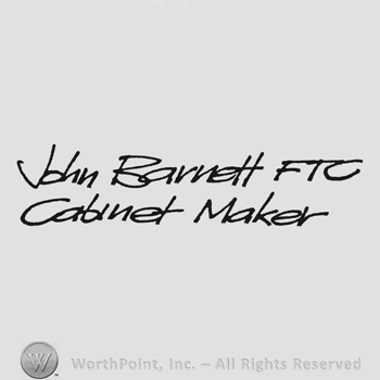 Handwriting John Barnett FTC up Cabinet Maker under