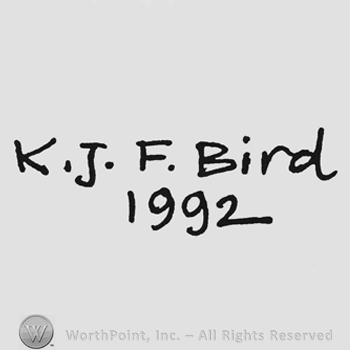 Handwriting K.J.F. Bird up 1992 under