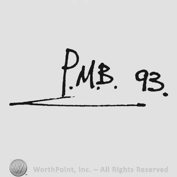Initials PMB 93 underlined