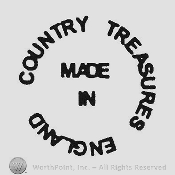 Capital writing in circular shape Country Treasures England and Made In middle