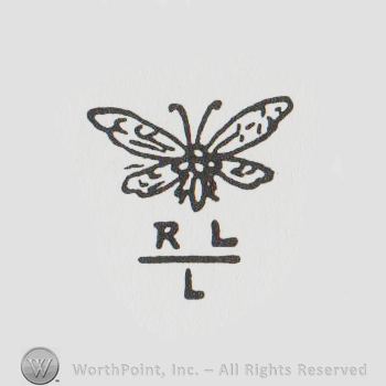 simple design of a butterfly over uppercase RL and L, fraction-like