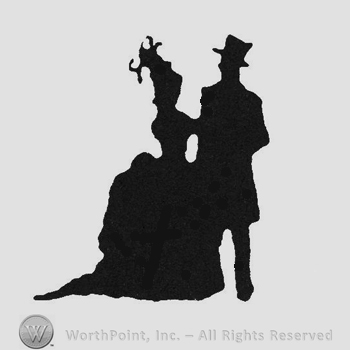 Black shape of a man and woman dancing