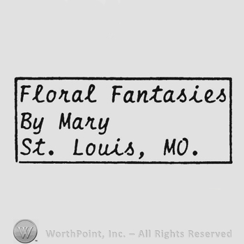 Label Floral Fantasies By Mary St. Louis Mo
