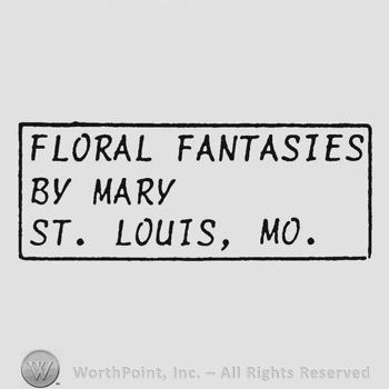 Label Floral Fantasies By Mary St. Louis Mo all capital letters