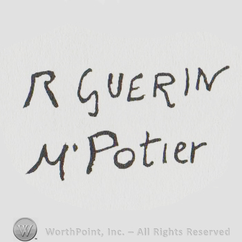 the text R GUERIN with uppercase letters over M POTIER with lowercase letters