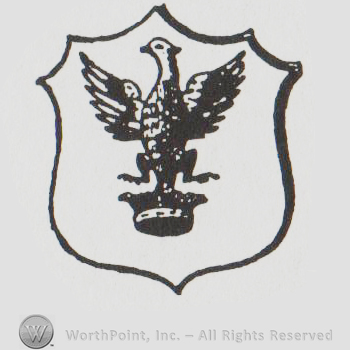 a shield with a bird and a crown