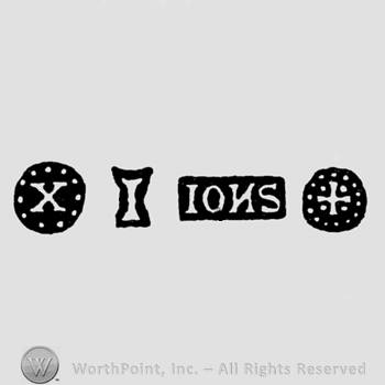X in dotted circle and I letter and IONS and Cross in dotted circle