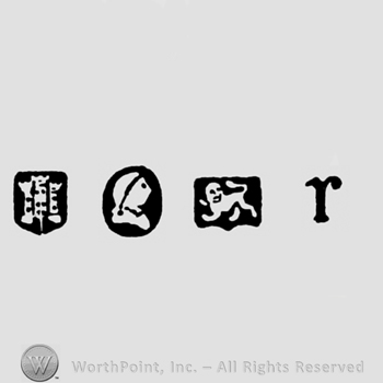 Castle and Woman's profile and Lion Passant and date-letter r