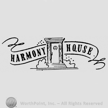 Harmony House written on a ribbon over a gate