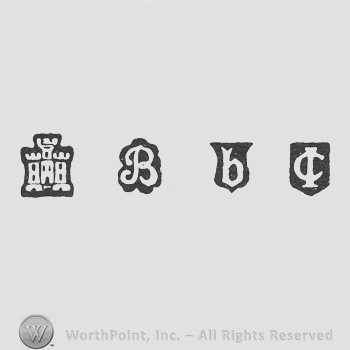 Castle and B letter and date-letter b and IC in monogram