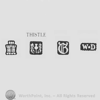 Castle and goblet in a wreath and date-letter G and WD, mullet between