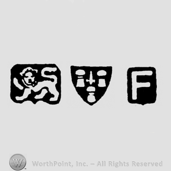 Lion Passant and Sword with three Pawns and date-letter F