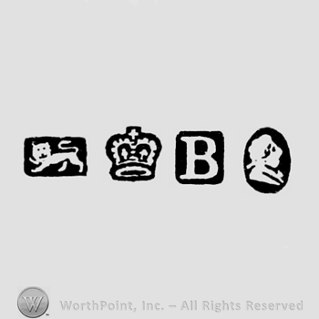 Lion Passant and Crown and date-letter B and Man's Profile