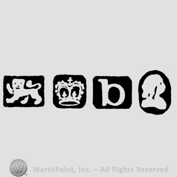 Lion Passant and Crown and date-letter b and Man's Profile