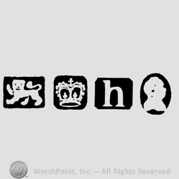 Lion Passant and Crown and date-letter h and Man's Profile