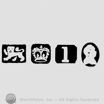 Lion Passant and Crown and date-letter l and Man's Profile
