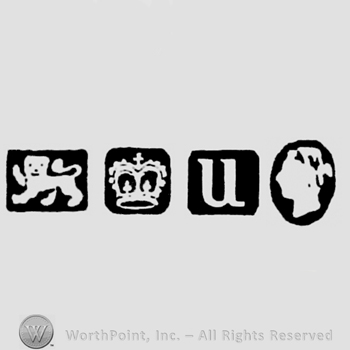 Lion Passant and Crown and date-letter u and Man's Profile