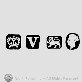 Crown and date-letter V and Lion Passant and Man's Profile