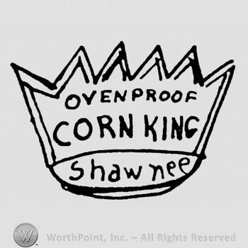 Ovenproof written above Corn King written above Shawnee, all written on a crown shape frame