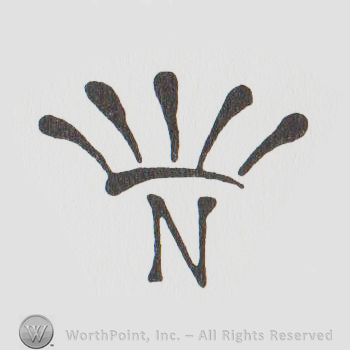 a crown like design above an N