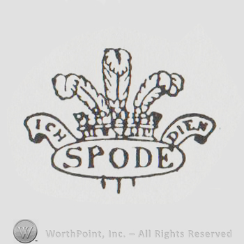three feathers above an oval with "spode"